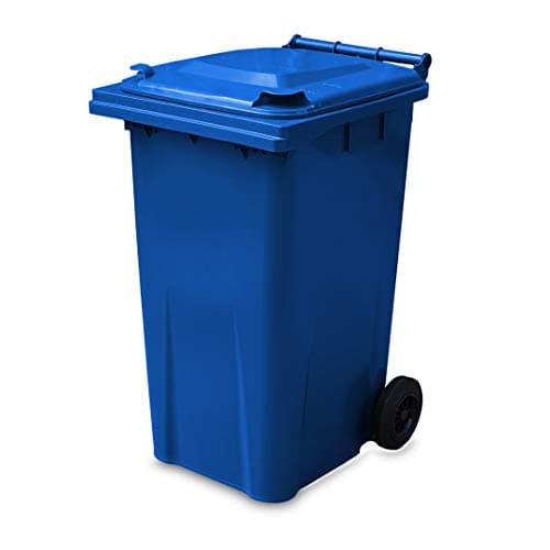 Image of Yellowshield 240 Litre Wheelie Bin - Blue, Typically Used for Recycling Glass, Paper and Plastics, EN 840 standard, 590 (w) x 760 (d) x 1190 (h) mm