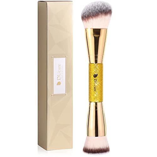 Image of DUcare Foundation + Contour Brush, Double Ended Makeup Brush for Face Blending Liquid Powder Concealer Cream Bronzer Cosmetics Blush Buffer, 2 in 1 Compact Easy to Use Multi-functional Brushes