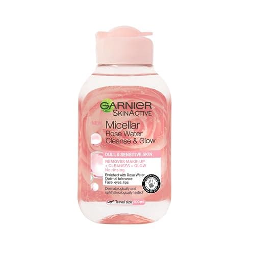Image of Garnier Micellar Rose Cleansing Water, Gentle face Cleanser & Makeup Remover, Hypoallergenic. Suitable For Dull And Sensitive Skin, Glow Boosting Formula, Dermatologically Tested, 100ml