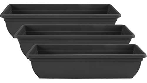 Image of Muddy Hands Pack of 3 – 60cm Long Black Trough Planters | Large Plastic Window Box Plant Pots | Outdoor Garden, Balcony, Patio & Herb Flower Containers
