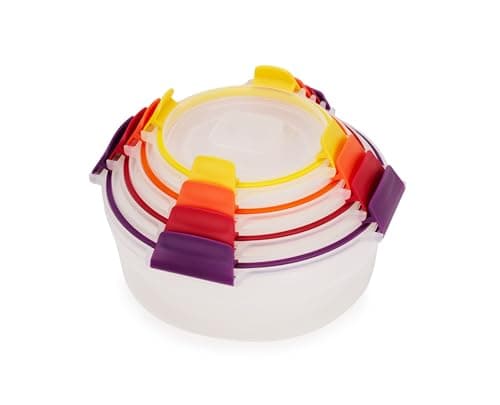 Image of Joseph Joseph Nest Lock Round Food Containers, 4 Piece Lunch Box & Meal Prep Set Reusable, Airtight Plastic Food Containers with Lids, Multi-Size Set Storage