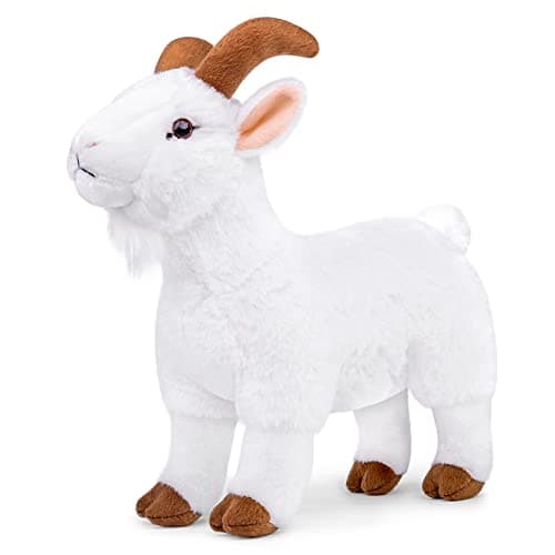 Image of lilizzhoumax Goat Plush Toy 29cm/11inch Realistic Sheep Stuffed Animal Pillow Cuddly Cute Goat Plush Toy Super Soft Home Decoration Animal Toys Gift for Kids Christmas White