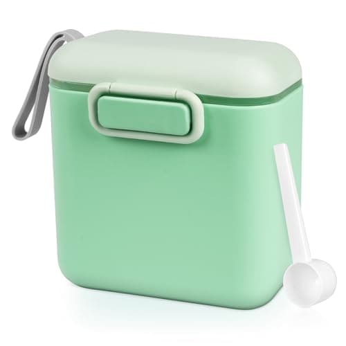 Image of Aolso Milk Powder Dispenser, 800ml Pot Formula Dispenser, Milk Powder Dispenser Pot with Sealed Silicone Ring Cover and Spoon, Milk Powder Storage Container for Travel Outdoor (Green)