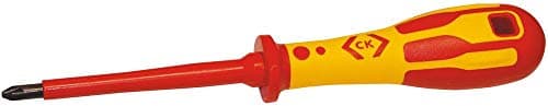 Image of Screwdriver, VDE, Pz 2, Blade Length 100mm, Overall Length 220mm, Ck Tools - DextroVDE Pozi Screwdrivers, Handle Colour Red/Yellow, Screwdriver Type Pozidriv, Tip/Nozzle Size Pz2