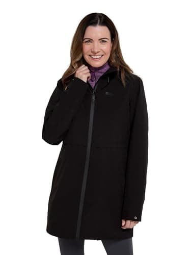 Image of Mountain Warehouse Hilltop Womens Waterproof Jacket - Lightweight with Adjustable Hood & Side Pockets - For Spring Summer Wet Weather, Walking, Outdoors & Camping Jet Black Women's Size 12