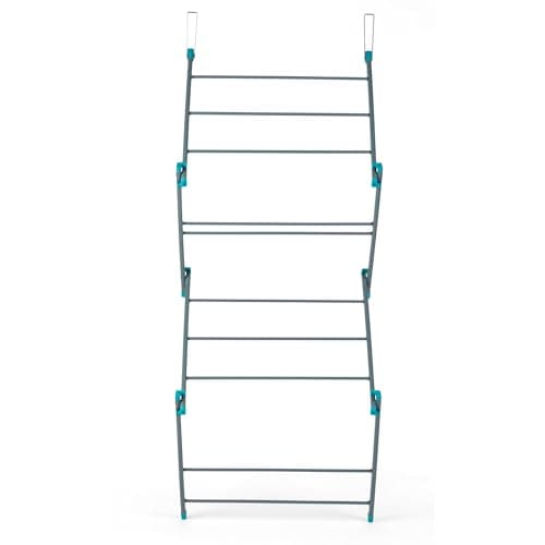 Image of Beldray LA081117EU7 Overdoor Clothes Airer – Foldable 10-Bar Drying Rack, Hanging Laundry Airer with 5 M Drying Space, 4 kg Capacity, Space-Saving Towel Rack, Foldable Design for Easy Storage, Grey