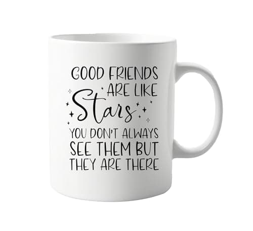 Image of signkitsuk Good Friends are Like Stars – 11oz Coffee Mug, Thoughtful Gift for Friends, Meaningful Present for Best Friends, Long-Distance Friendship Keepsake, Motivational Quote