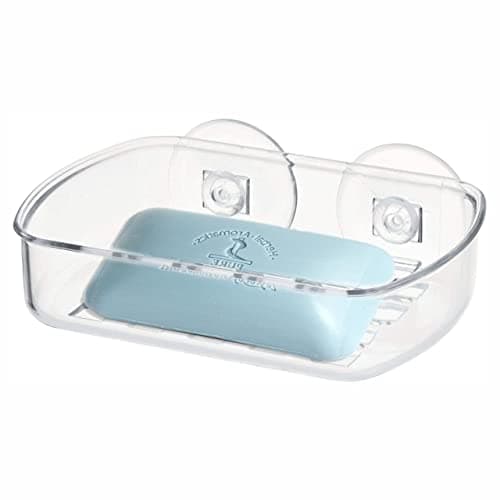 Image of Stronghold Soap Dish Solid Plastic Soap Tray With Two Strong Suction Cup Soap Holder Dish For The Shower Soap Sponge Holder For Bathroom And Kitchen Clear Ideal Space Saver Pack Of (1, plastic)