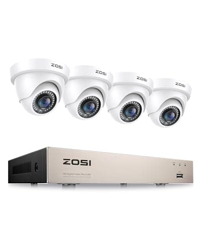 Image of ZOSI 1080P CCTV Security Camera System with Human Vehicle Detection, 8 Channel H.265+ 5MP Lite Surveillance DVR and 4x2MP Outdoor 1920TVL CCTV Dome Cameras, Night Vision, Smart Alerts, NO Hard Drive