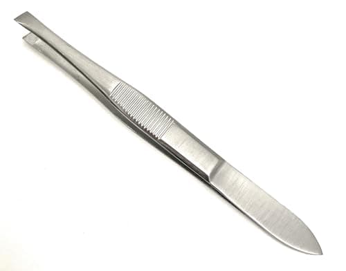 Image of Precision Slanted Eyebrow Tweezers for Men & Women - Stainless Steel, Ideal for Facial Hair & Ingrown Hair Removal