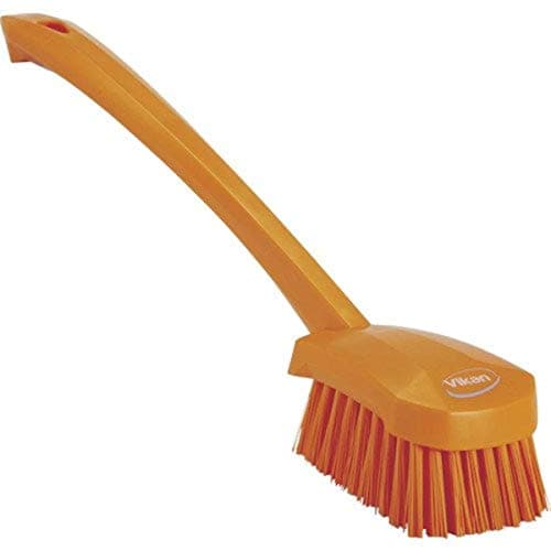 Image of Vikan 41867 Hand-Held Hand Brush, Polypropylene, Polyester Bristle, 15-3/4", Orange