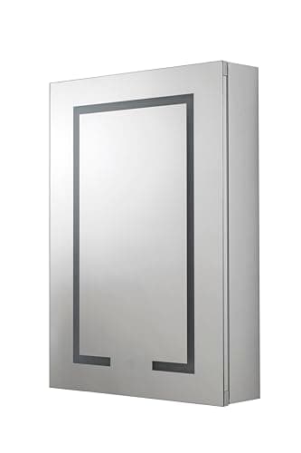 Image of Croydex Carlton LED Bathroom Cabinet, Demister Mirror Cabinet with Shaver Socket & USB Port, Wireless Speakers, Dimmable LED Light Intensity, Easy to Install Hang 'n' Lock, 70 x 50 x 10.6cm