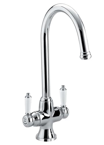 Image of Bristan Renaissance Traditional Kitchen Tap - Swivel spout, Two Lever EasyFit Chrome Kitchen Sink tap, RS SNK EF C