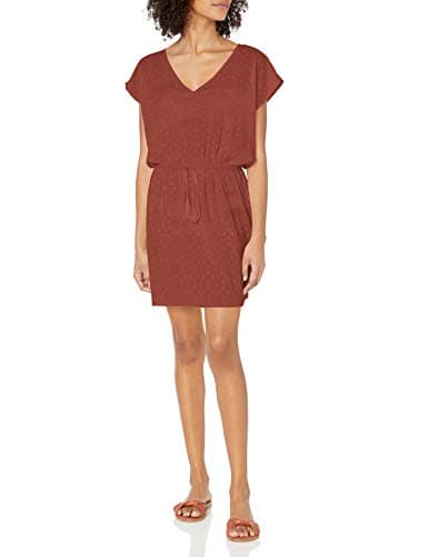 Image of SEAFOLLY Women's Textured Cotton Kaftan Swimsuit Cover Up Dress Swimwear, Wild Tropic Rust, Large