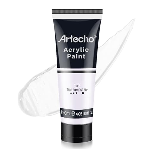Image of Artecho Acrylic Paint, Titanium White (120ml / 4.05oz) Tubes, Art Craft Paints for Canvas Painting, Rock, Stone, Wood, Fabric, Art Supplies for Professional Artists, Adults