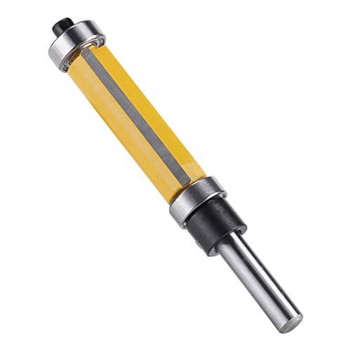 Image of Nikou Router Bit, 1/4 Inch Shank Flush Trim With Top and Bottom Bearing 1-1/2"H Wood Top Woodworking Milling Cutter Tool