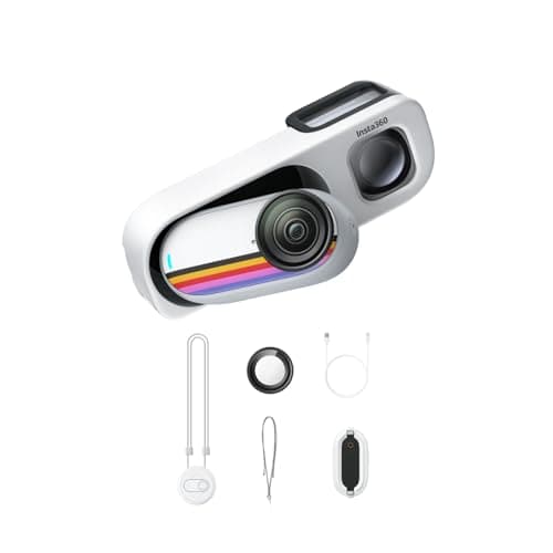 Image of Insta360 GO 3S Retro Bundle Special Edition 64GB White - Small 4K Vlogging Camera, Hands-Free POV Cam, Retro Filters, 4K30fps, Extra Bttery, Lightweight Wearable Vlog Camera for Street & Daily Shots