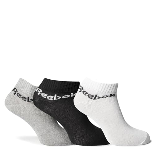 Image of Reebok UNISEX Active Core 3 Pairs CREW SOCKS, white/black/medium grey heather, M