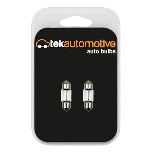 Image of Tek Automotive 269 Number Plate Bulb, Car Interior Light Bulbs, 12V 10W S8.5D 11x30mm Festoon Bulbs - Twin Pack