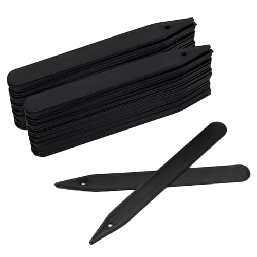 Image of KINGLAKE 100Pcs Black Plastic Plant Labels, Garden Markers & Tags, 12x1.3cm, Ideal for Indoor/Outdoor Herb, Seed, Seedling, Vegetables, Flowers