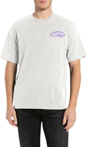 Image of Replay Men's Short-Sleeved Oversized T-Shirt, Natural White 011 (White), S, 011 Natural White, S