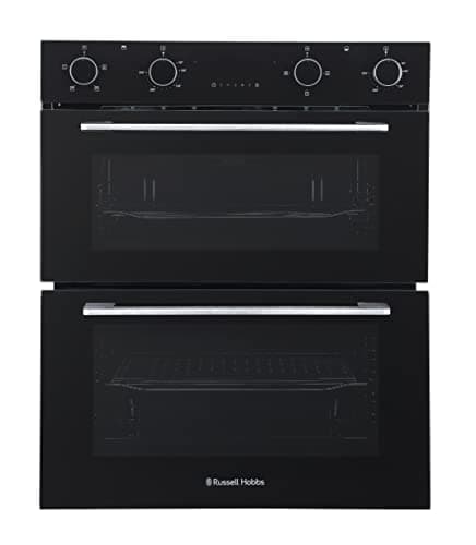 Image of Russell Hobbs 72cm High, 60cm Wide, Black, 92L, Built Under, Electric Fan Double Oven, RH72DEO1001B - Free 2 Year Guarantee