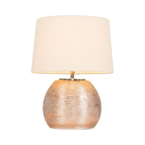Image of MiniSun | Modern Metallic Copper Effect Ceramic Table Lamp with a Cream Tapered Shade - Complete with a 4w LED Candle Bulb [3000K Warm White] | Table Lamps & Home Improvements Essential