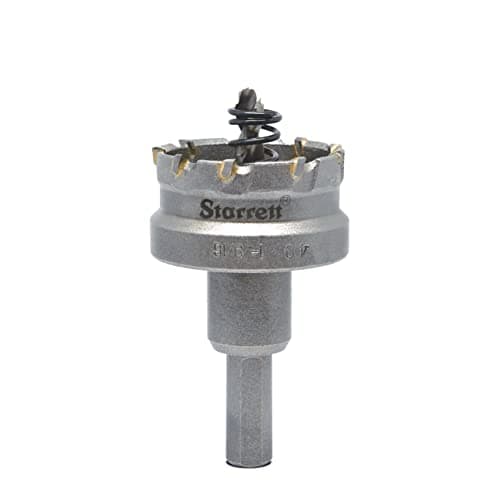 Image of Starrett Tungsten Carbide Tipped Hole Saw - SM40 Sheet Metal Cutter With Arbor & Pilot Drill Bit - For Drilling Stainless Steel Aluminum Alloy - 40 mm