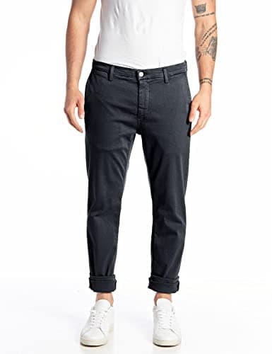 Image of Replay Men's Jeans Zeumar Slim-Fit Hyperflex Hyperchino Color X-Lite with Stretch, Blue (Blue 010), 34W / 30L
