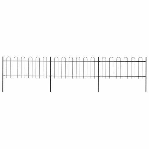 Image of vidaXL Garden Fence Hoop 5.1x0.8m Outdoor Panel Barrier Border Decorative Landscape Privacy Edges Black Steel Rust-resistant Metal