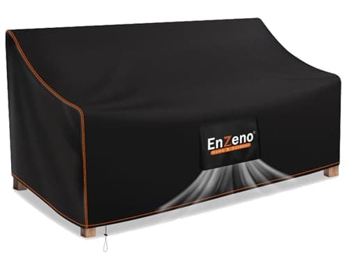 Image of Enzeno Garden Bench Cover, 3-Seater, Waterproof, Protective Cover for Garden Bench with Ventilation Holes, Windproof Tarpaulin, Garden Bench, for Outdoor Patio Benches, 164 x 66 x 63/89 cm