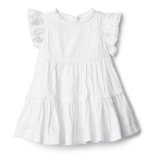 Image of Amazon Essentials x Sofia Grainge Baby Girls' Woven Cotton Sateen Fit & Flare Casual Dress, White, 24 Months