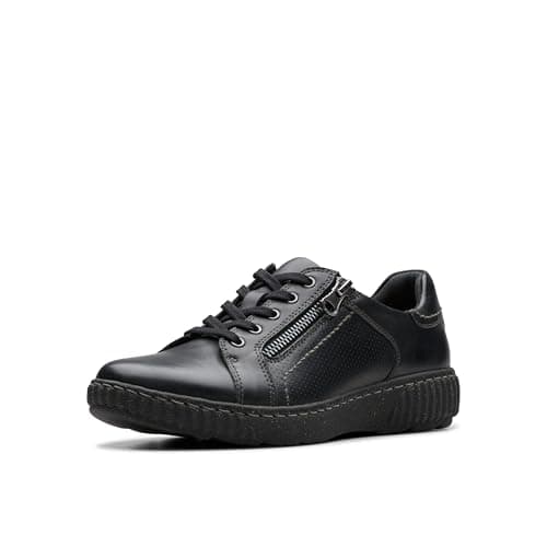 Image of Clarks Women's Caroline Janna Sneaker, Black Leather, 7.5 UK