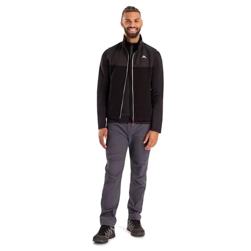 Image of Trespass Mens Gilet Eboy - Reflective Zip, Logo Side Tab, Reflective Logo Print, Front Pockets, Knitted Shell, 80% Polyester, 20% Elastane, 100% Polyester Upper Black