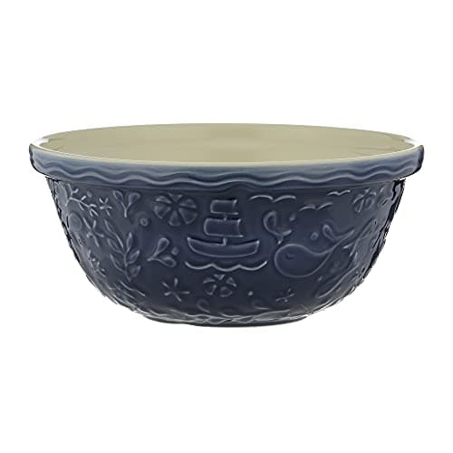 Image of Mason Cash Nautical Mixing Bowl | 4 Litre Capacity | Earthenware Bowl with Sea Life Embossments in Navy Blue | Lightweight, Durable & Dishwasher Safe | Ideal for Baking, Bread, Pastry, Cakes & Cookies
