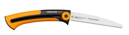 Image of Fiskars Handsaw for Wood Strips and Plates, Fine Serration, Saw Blade Length 16 cm, Retractable, Stainless Steel Saw Blade/Plastic Handle, Black/Orange, Xtract, SW72, 1000612