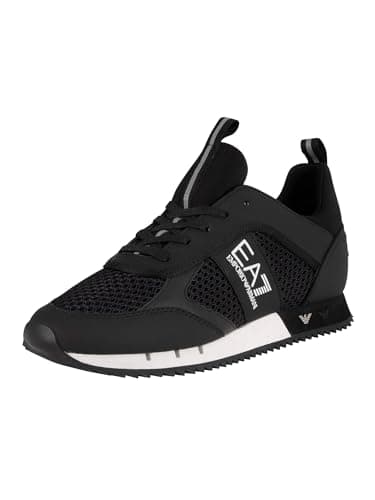 Image of EA7 Men's Woven Trainers, Black/White, 9 UK