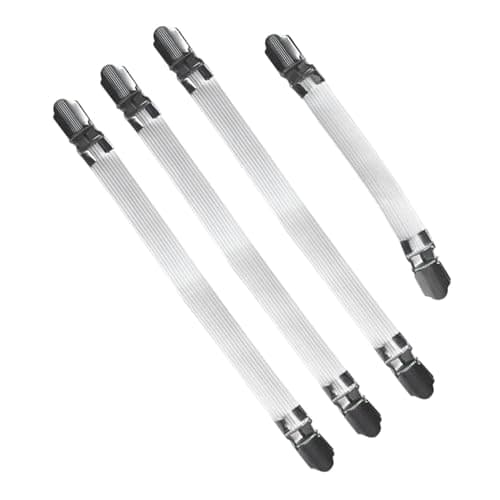 Image of KHBUAB 4pcs Straps for Ironing Board Cover Elastic Fastener with Good Elasticity Iron and Elastic Band Material White Household Ironing Board Cover Clips for Laundry Room