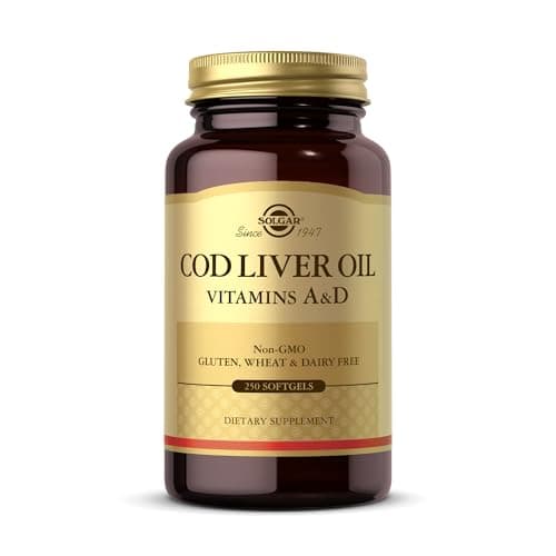 Image of Solgar Cod Liver Oil Softgels - Pack of 250 - Premium Blend of Essential Fatty Acid - with Vitamins A & D - Supports Brain, Vision and Heart Health - Immunity Support - Gluten Free