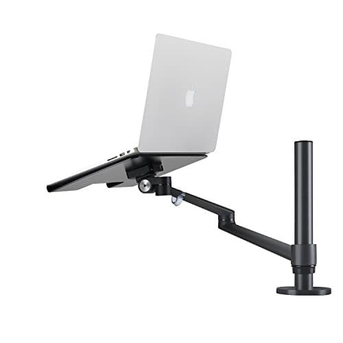 Image of ThingyClub® Adjustable Aluminium Universal Single Laptop Notebook or Tablet Desk Mount Arm Stand Bracket with Tilt and Swivel