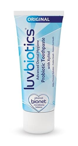 Image of Luv Biotics Probiotic Mint Toothpaste - Xylitol & Aloe Vera for Fresh Breath, Halitosis, Cavity Protection, Gum Health & Microbiome Balance, Sugar & SLS Free, Anti-Plaque Toothpaste, 75ml