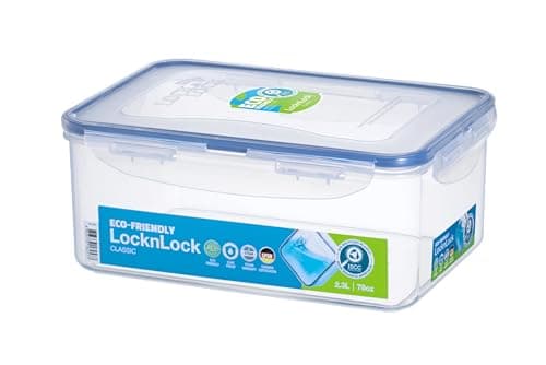 Image of Lock & Lock HPL825 Classic Rectangular Food Container, 2.3L (232 x 165 x 95mm), Clear/Blue