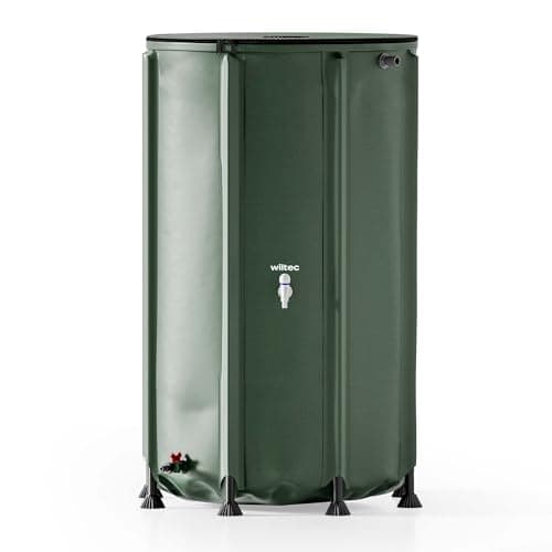Image of Wiltec Collapsible Water Container 500 Liter Rain Water Tank with Overflow Protection for Practical Water Storage Water Butt Barrel Portable Rain Catcher Collector Gardening Watering Plastic Feet