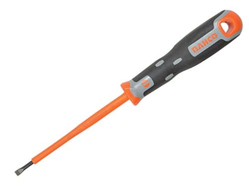 Image of Bahco 33040100 Slotted Insulated Screwdriver, Black/Orange, 200/4.0 x 0.8 mm