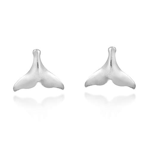 Image of AeraVida Lovely Luck Freedom Whale Tale .925 Sterling Silver Post Stud Earrings | Sea Animal Sterling Silver Stud Earring for Women | Jewelry Gift for All Occasions
