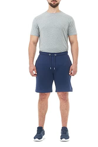Image of M17 Mens Recycled Jogger Shorts Casual Comfy Lounge Training Summer Sports Gym Pants Pockets (S, Navy)