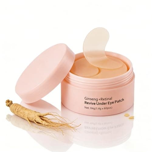 Image of Ginseng + Retinal Under Eye Patches for Puffy Eyes,Revive Under Eye Gel Patches,Korean Eye Patches for Dark Circles,Eye Bags Removal,Collagen Eye Mask Patches for Women,Korean Skincare 60 PCS