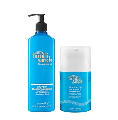 Image of Bondi Sands Everyday Gradual Tanning Milk 375ml & Face Lotion 50ml | Enriched with Vitamin E | Suitable for Sensitive Skin | Vegan + Cruelty Free | Gradual Tan