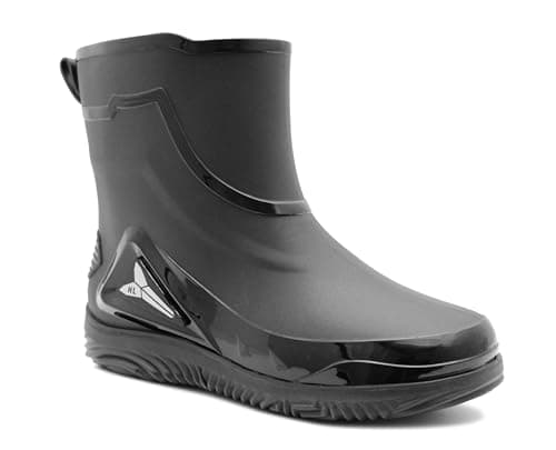 Image of IMTY Mens Short Ankle Boot Wellies Waterproof Mid Calf Slip On Rain Boot Snow Farm Gardening Outdoor Festival Wellington Boots (Black, UK Footwear Size System, Adult, Men, Numeric, Medium, 9.5)