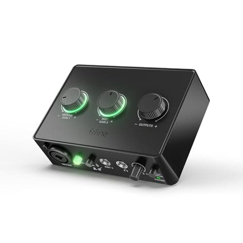 Image of FIFINE Computer Audio Interface with XLR Microphone Input,Monitor jack,48V Phantom Power for Music Recording,Podcast,USB Audio Mixer with Gain Knob for Vocal/Streaming/Guitar/Video Creation-Ampli 1